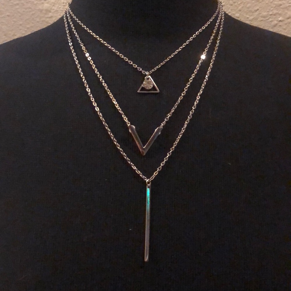 silver layered chain necklace